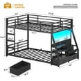 thumbnail image 2 of Afuhokles Twin Over Twin Low Bunk Bed with Bookshelves, Storage Drawers and Power Outlet, LED Metal Floor Bunk, Black, 2 of 8