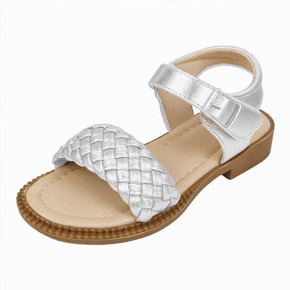 Gubotare Girls Dress Sandals Kids Girls Slide Sandals Toddler Slippers Boys Non-Slip Summer Casual Beach Water Shoes for Indoor Outdoor Size 12 (Silver,Little Kids 12)