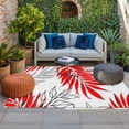 thumbnail image 2 of Red Leaves Outdoor Rug for Patio/Deck/Porch, Non-Slip Large Area Rug 3 x 5 Ft, Abstract Modern Geometric Lines Simple Art Indoor Outdoor Rugs Washable Area Rugs, Reversible Camping Rug Carpet Runner, 2 of 8