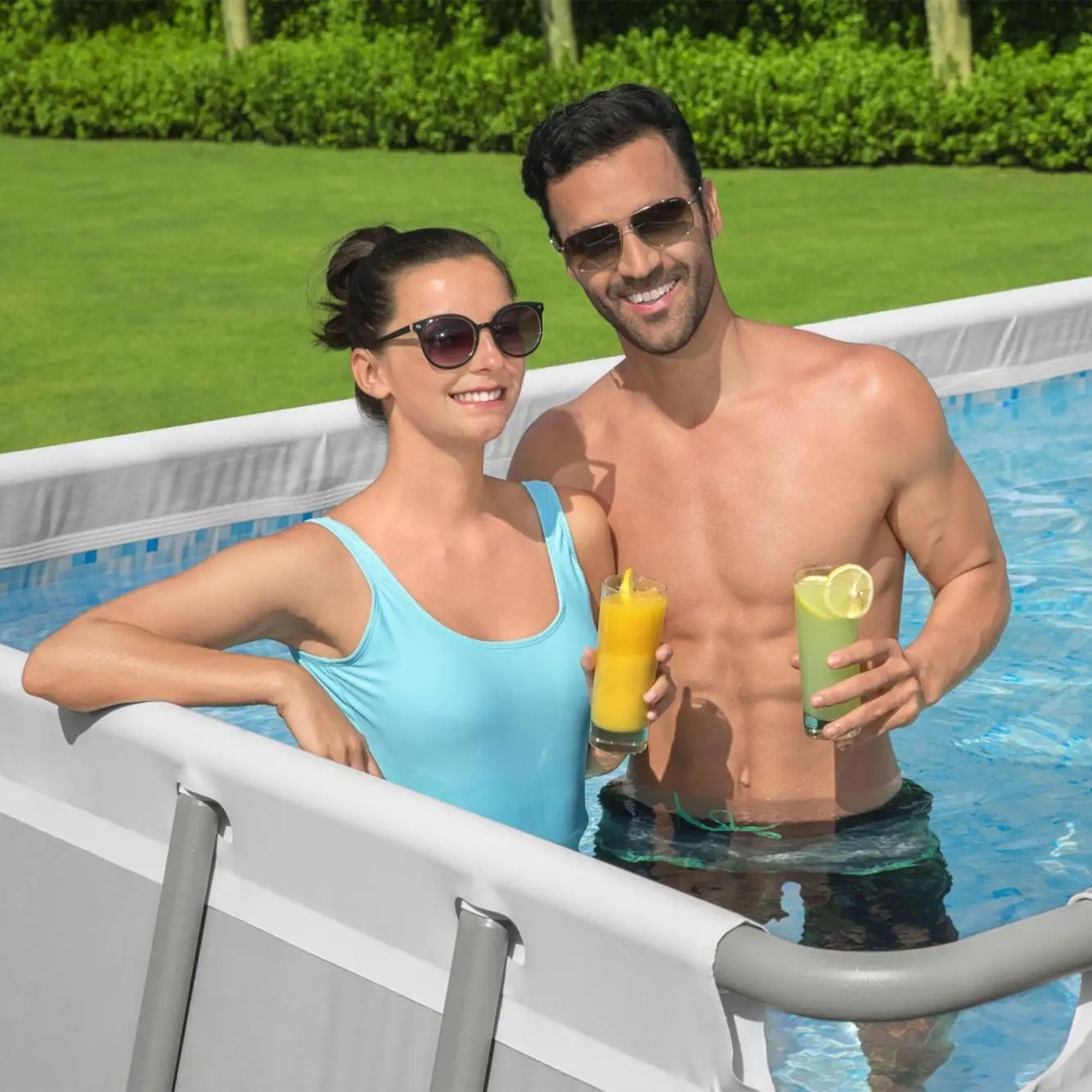 Bestway Rectangular Swimming Pool Set, Power Steel Frame, 21' x 9