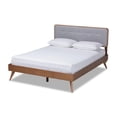 thumbnail image 1 of Allora Mid-Century Wood and Fabric Queen Platform Bed - Light Gray, 1 of 9