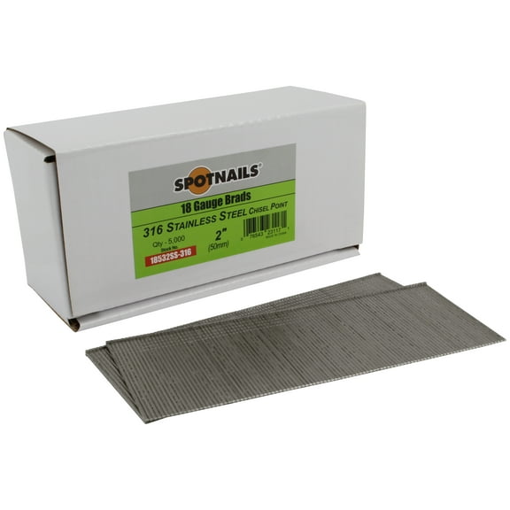 Spotnails 18532SS-316 2 in. 316 SS 18 Gauge AX Style Brads, 5,000/Box