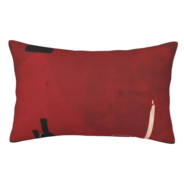Fotbe Minimalist Romantic Dinner Funda de Almohada Decorativa Estilo Occidental, Lujo en Algodón, Fundas para Almohadas King, Cojín Estampado para Decoración del Hogar-16"x24"