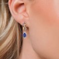 thumbnail image 3 of Gem Stone King 925 Silver and 10K Yellow Gold Blue Lapis and Lab Grown Diamond Earrings for Women | 2.86 Cttw | Gemstone Birthstone | Oval 8X6MM, 3 of 6