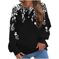 thumbnail image 1 of Rbaofujie Sweat à Capuche Surdimensionné pour Femmes Imprimé Non Positionné Col Rond Manches Longues Haut à Manches Régulières Sweat à Capuche Noir Pulls d'Halloween pour Femmes, 1 of 5