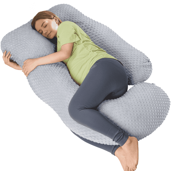 Cshidworld U-Shaped Ergonomic Full Body Pregnancy Pillow for Side Sleeper, Gray