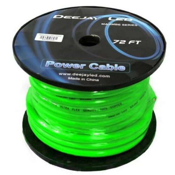 Deejay LED  2 Gauge 72 ft. 100 Percentage Copper Power Cable Used for Vehicular Audio Amplifiers, Green