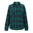 thumbnail image 3 of Uootdi Blouses for Women Dressy Casual Plaid Flannel Long Sleeve Shirts for Women Gift Loose Fit Button Down Shirt Flannel Blouse, 3 of 6