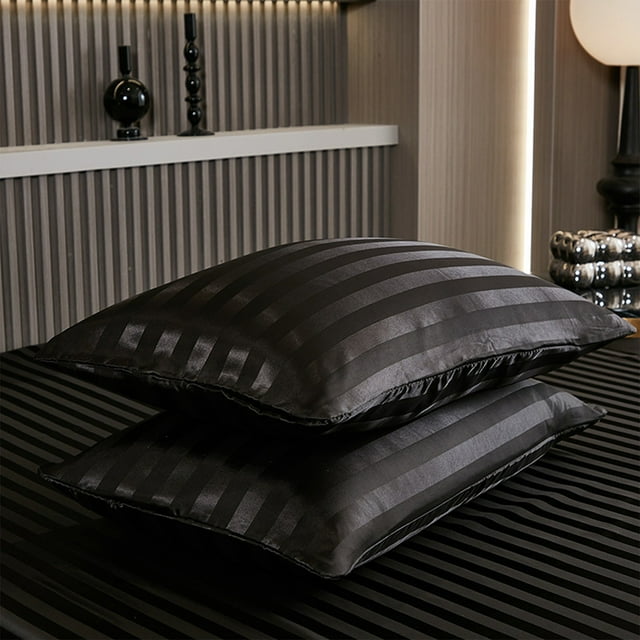 2 Pcs Taie d'Oreiller en Satin de Soie Émulation Confortable pour Lit Jeté Cheveux Beauté
