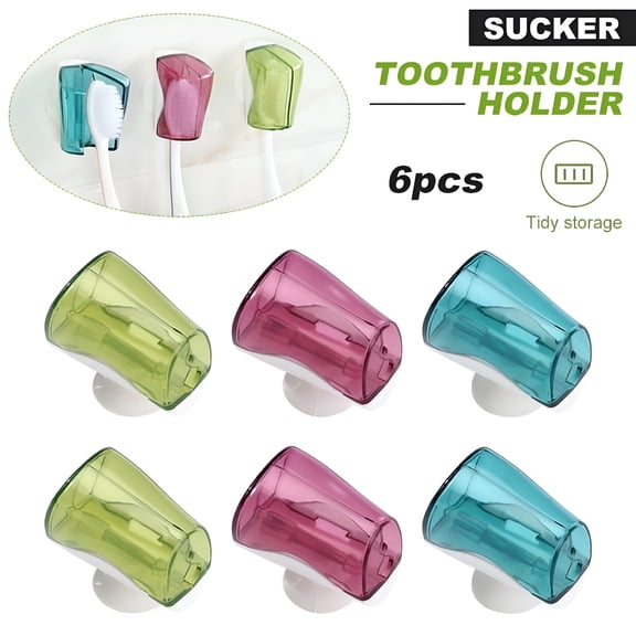 ACDANC 6 Pack Toothbrush Head Covers with Suction Cup Antibacterial Toothbrush Protective Case Great Toothbrush Cover Holder for Home Travel Outdoor Camping
