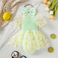 thumbnail image 4 of Rompers Girls Girls Short Sleeve Plaid Prints Floral Romper Bodysuits Dress Baby Onesies Yellow 3 Months-6 Months, 4 of 7
