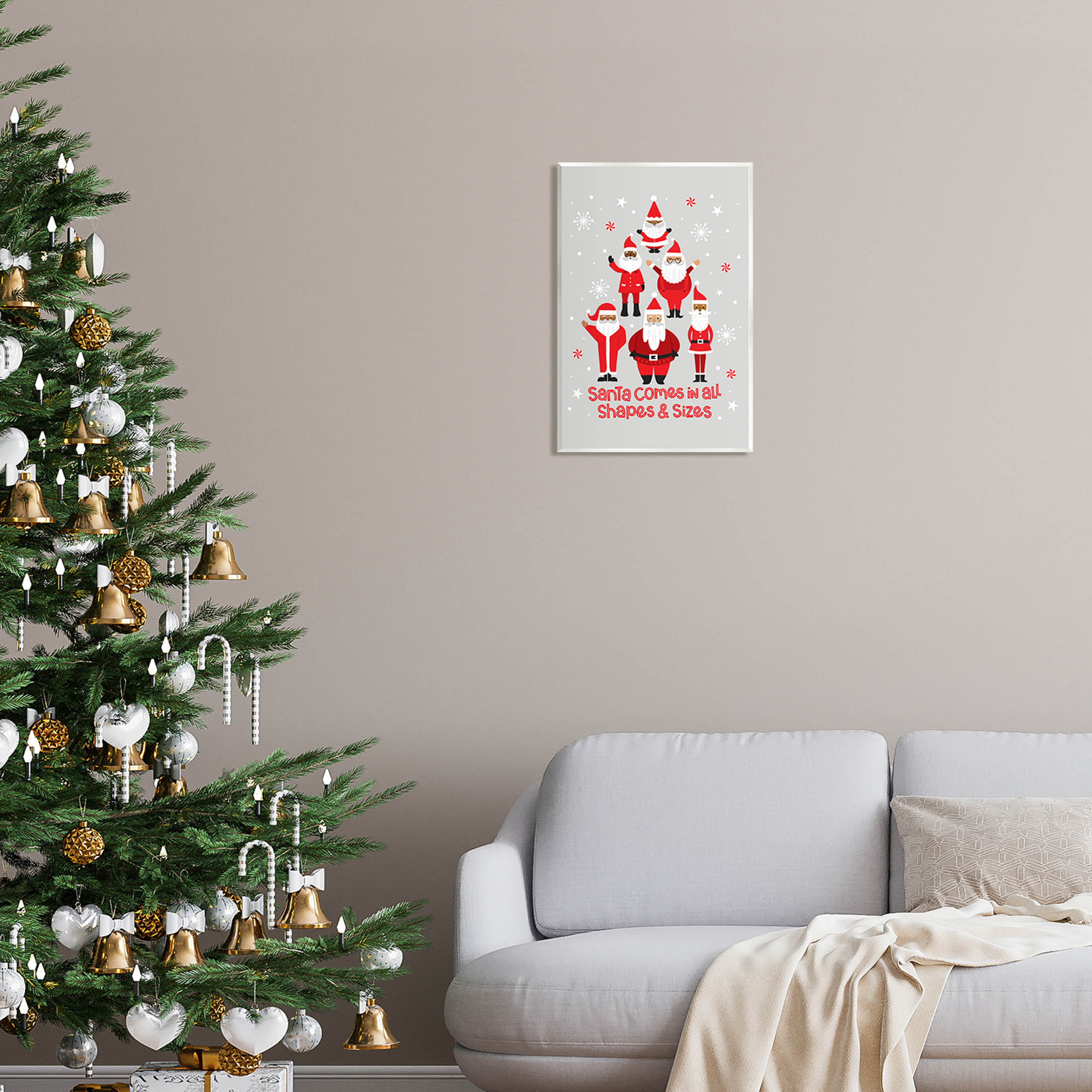 Santa All Shapes & Sizes Christmas Phrase Holiday Graphic Art Unframed Art Print Wall Art