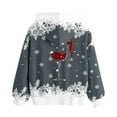 thumbnail image 4 of lcziwo Hoodies for Teen Girls Wine Glass Graphic Long Sleeve Oversized Sweatshirts Christmas Holiday Hooded Pullover Tops Winter Clothes, Gray, 120, 4 of 7