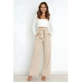 thumbnail image 3 of Womens Wide Leg Palazzo Pants Belted High Waisted Business Casual Flowy Long Trousers with Pockets  L, 3 of 6