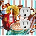 thumbnail image 1 of Metal Light Switch Wall Plate Outlet Cover (Coffee Beans Mocha Tea Marshmallow Treat Stripe Teal Brown - Single Toggle Single Duplex), 1 of 2