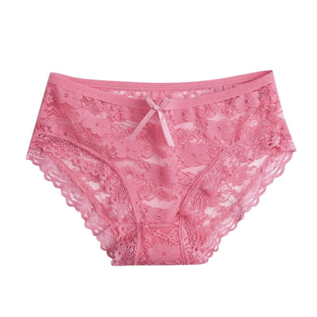 BOBOGOJP Lace Underwear for Women V-Cut Cross Strap Bikini Underwear Sexy Panties for Women Pack Mid-Waist Cheeky Underwear (Watermelon Red One Size)