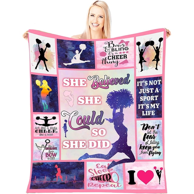 LHSHID Cheerleaders Blanket for Girls Cheerleading Gifts Throw Blanket Ultra Soft Cheer Blanket Comfortable Flannel Blankets Birthday Christmas Gift for Teens Kids Blanket 50x60in