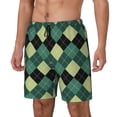 thumbnail image 2 of Gaeub Green Squares Mens Swim Trunks Stretch Beach Shorts Quick Dry for Men Swim Shorts Swimwear with Pockets- X-Large, 2 of 9