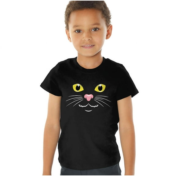 Popfunk Halloween Black Cat Costume Kids T Shirt (4) for Toddler Boys and Girls, Black