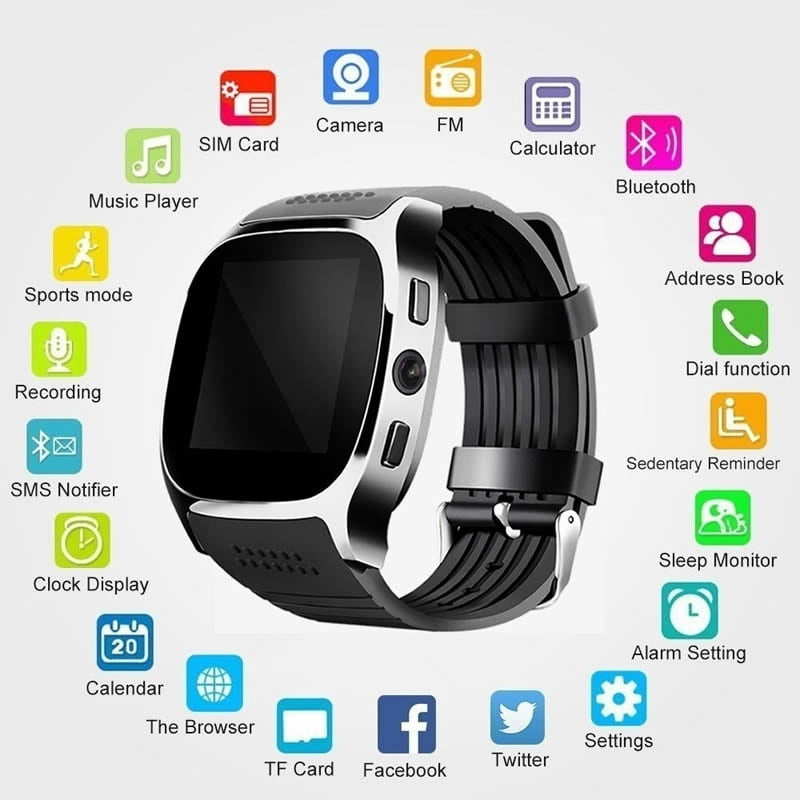 T8 Bluetooth Smart Watch Smart Watch With Camera Facebook Whatsapp Support  SIM TF Card Call Smartwatch For Android Sale, Price \u0026 Reviews | Gearbest