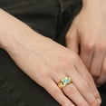 thumbnail image 4 of Gem Stone King 2.23 Ct Swiss Blue Topaz White Diamond 18K Yellow Gold Plated Silver Men's Ring, 4 of 5