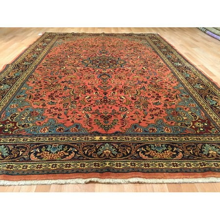 Astoria Grand Lutz Hand Knotted Wool Salmon Blue Area Rug