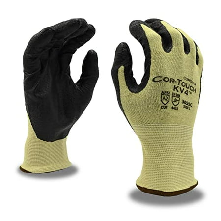 

12-Pack of Cordova 3055CXXL Cor-Touch KV4 13-Gauge Work Gloves Aramid/Lycra Shell Black Textured Nitrile Palm Coating ANSI Cut Level A2 2X-Large