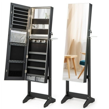 Freestanding Jewelry Cabinet with Full Length HD Mirror