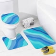 thumbnail image 4 of Blue Wavy Abstract Art Shower Curtain Sets Non-Slip Rugs Bath Mat Toilet Cover U Shaped Mat 4 Pcs, 4 of 6