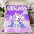 thumbnail image 2 of jejeloiu Chic Cartoon Unicorn Queen Sheet Sets,Fairy Tale Theme Flat Sheet,3D Diamond Queen Fitted Sheet For Kids,Luxury Bedroom Decor,4-Piece, 2 of 7