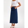 thumbnail image 2 of DARING DIVA Women's Denim Maxi A Line Raw Hem Jean Skirt Small Deep Blue, 2 of 7