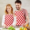 thumbnail image 3 of Red and Black Checkered Pattern Apron-Garden Aprons for Women with Pockets-Cotton Linen Waterproof Kitchen Cooking Gardening Aprons Adjustable for Kitchen,Cooking,BBQ and Salon 33x27 Inch, 3 of 7
