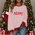 thumbnail image 7 of Women's Oversized Striped Christmas Sweatshirt Crewneck Long Sleeve Pullover Top Casual Fall Clothes, 7 of 7