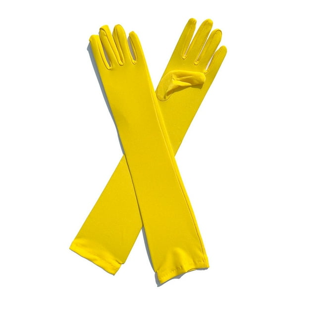 CSChome Long Gloves Long Solid Color Super Soft Friendly to Skin Milk Silk Dance Party Bar
