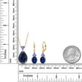 thumbnail image 2 of Gem Stone King 18K Yellow Gold Plated Silver Blue Created Sapphire and Blue Tanzanite Pendant Earrings Jewelry Set for Women (20.43 Cttw, Pear Shape 18X13MM, with 18 inch Chain), 2 of 3