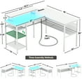 thumbnail image 3 of Homieasy L Shaped Desk with Power Outlets and LED Lights, 55 Inch Reversible L-Shaped Gaming Desk with Storage Shelves and Monitor Stand, Corner Computer Desk with Unique Grid Design, White, 3 of 8