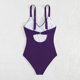 thumbnail image 5 of Trajes de Baño de Corte Alto para las Mujeres de Verano Color Sólido Traje de Baño de Correa sin Espalda, Nylon Spandex con Cojín de Pecho sin Cables, 5 of 6