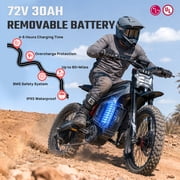 BIBUFF GT600 Electric Dirt Bike for Adults, 7500W Peak Motor 55MPH, 72V 30Ah Battery 80+ Miles Range, Full Suspension Hydraulic Brakes, 19/17 Tires, Off-Road e-Motorcycle UL2849