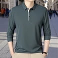 thumbnail image 2 of Polo T Shirts For Men Long Sleeve Classic Solid Color Collared Casual Business Male Tees, 2 of 7