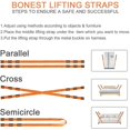 Orange 2Person Lifting Strap 2 Auxiliary Straps, 2 Metal Buckles