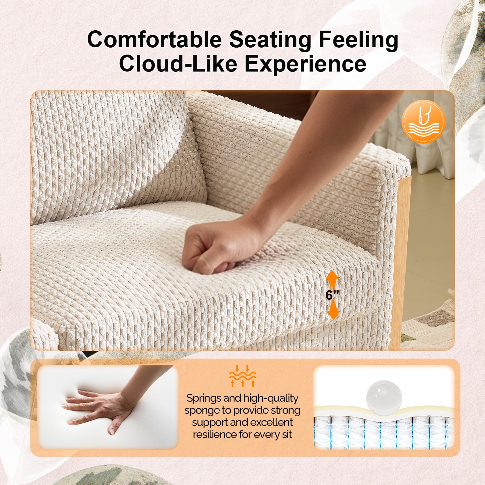Ktaxon Corduroy Loveseat Sturdy Build, 2 Seater Sofa Solid Wood Frame, Living Room Couch Deep Seat for Small Space Apartment Home Beige