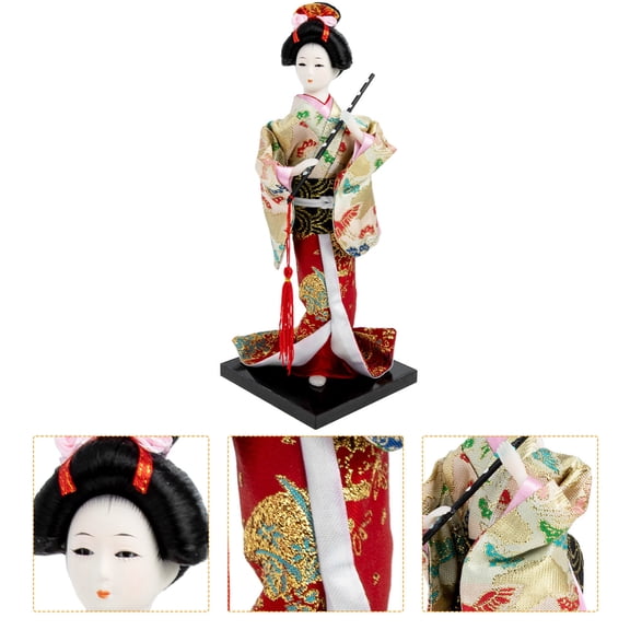 CIMAXIC Japanese Figurine in Kimono Style, Decorative Desktop Doll, Elegant Shape Ornament