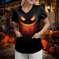 thumbnail image 5 of Godom T Shirt for Women Halloween Pumpkin Tees Fall Graphic Short Sleeve V Neck Tees, 5 of 7
