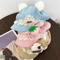 thumbnail image 3 of NMMUED Kawaii Bear Ear Newsboy Cap for Women Cute Baker Boy Hat Lace Trim Sweet Cabbie Cap Brown M, 3 of 4