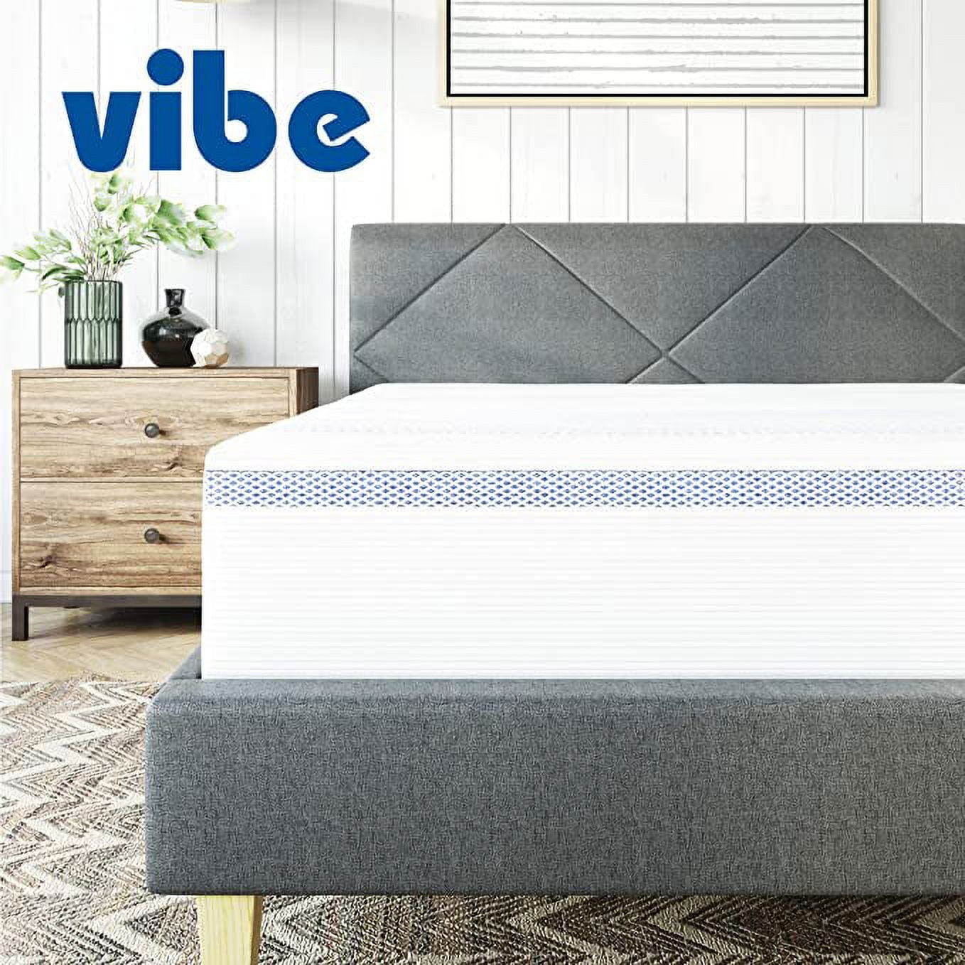 Vibe Gel Memory Foam 12 Inch Mattress CertiPUR US Certified Bed in a Box Queen