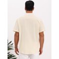 thumbnail image 3 of INSPIRE CHIC Men's Back to School Henley Shirt Solid Stand Collar Short Sleeve Linen Shirt S Beige, 3 of 5