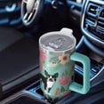 thumbnail image 6 of OBREWU Green Boston Terrier and Flower Tumbler with Handle and Lid,Green Boston Terrier and Flower 40oz Double Wall Vacuum Insulated Tumbler,Cups Gift for Women and Men, 6 of 7