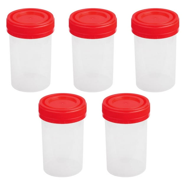5x 60ml shamjiam taza medidora estéril Recipiente de plástico con tapa de laboratorio