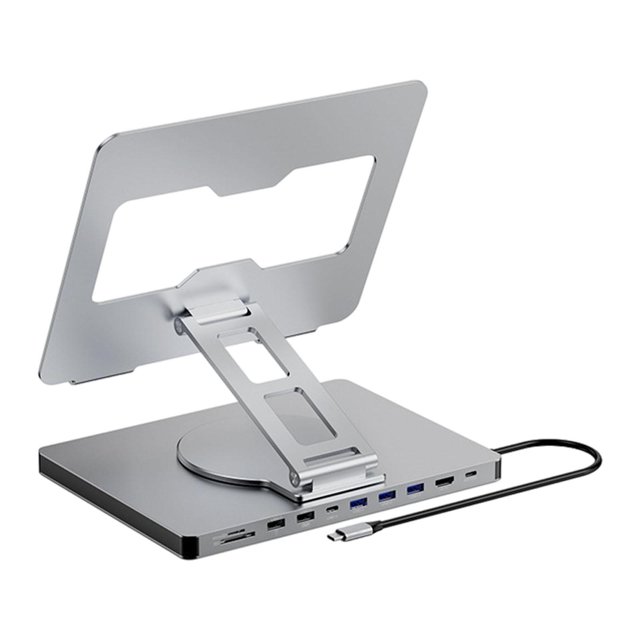 Estación de acoplamiento 4K60Hz Soporte de silicona antideslizante Base de expansión multifuncional 10 puertos para computadoras portátiles de oficina Sin puerto de red