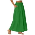 thumbnail image 5 of Womens Midi Skirt Fashion Solid Color Casual Breathable Knee Length Lightweight Everyday Green S, 5 of 5